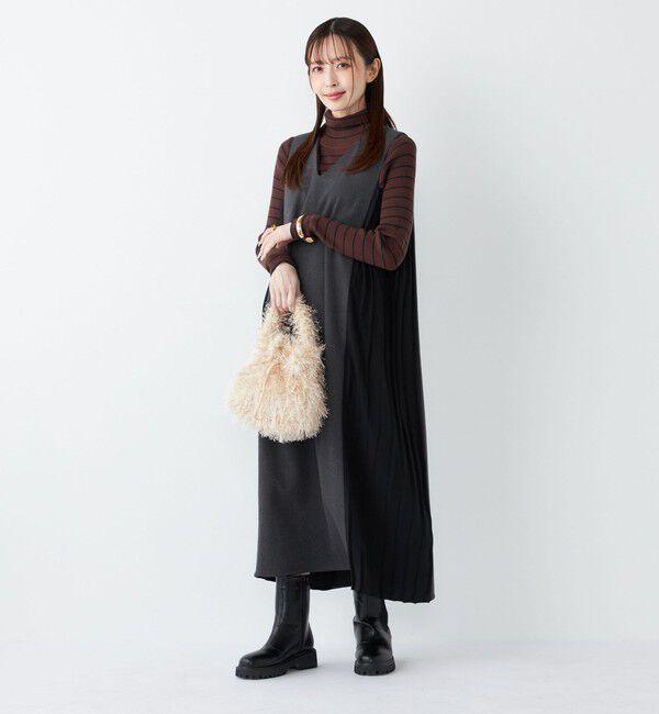 SHIPS Colors 「SHIPS Colors:〈手洗い可能〉プリーツ コンビ ジャンパー ワンピース」|ワンピース|