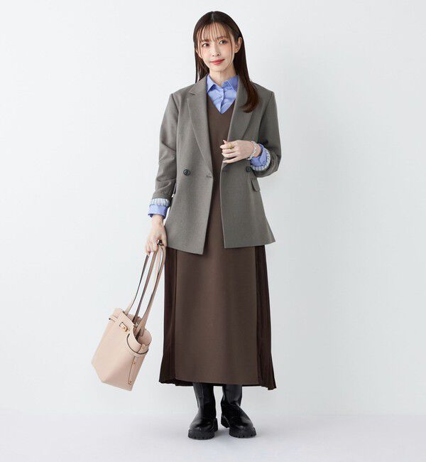 SHIPS Colors 「SHIPS Colors:〈手洗い可能〉プリーツ コンビ ジャンパー ワンピース」|ワンピース|