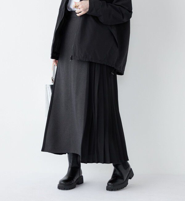 SHIPS Colors 「SHIPS Colors:〈手洗い可能〉プリーツ コンビ スカート」|スカート|ダークグレー