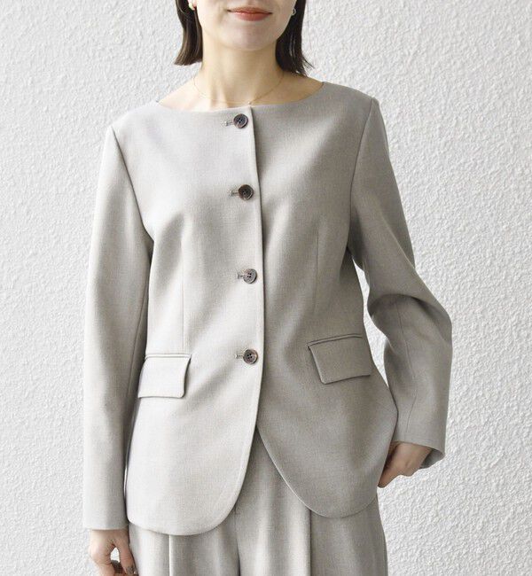 SHIPS any「SHIPS any:〈洗濯機可能〉シャーク ノーカラー ジャケット」|ノーカラージャケット|