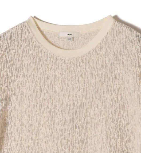 SHIPS for women「〈手洗い可能〉ランダム ブルーゼ 5分袖 プルオーバー」|Tシャツ・カットソー|