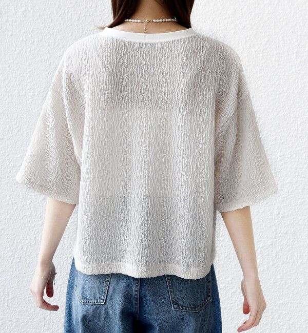 SHIPS for women「〈手洗い可能〉ランダム ブルーゼ 5分袖 プルオーバー」|Tシャツ・カットソー|