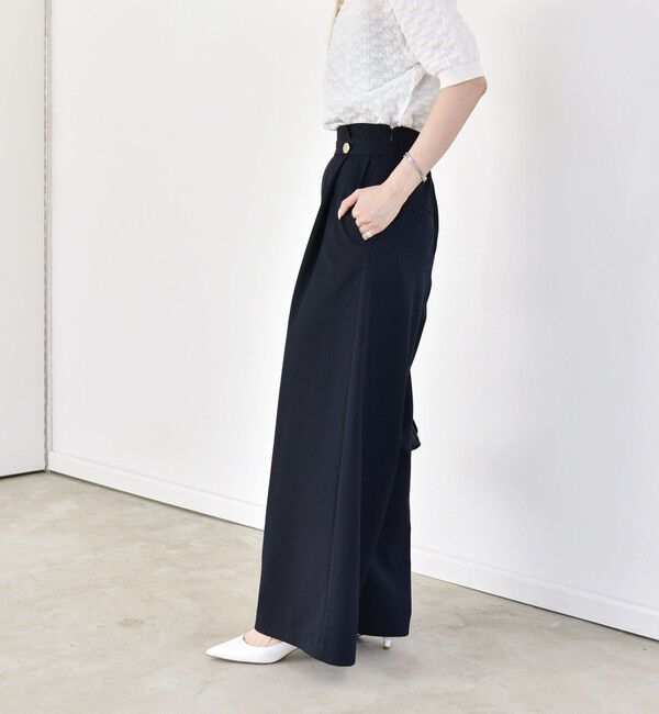 quaranciel「quaranciel:〈洗濯機可能〉ゴールドボタン ハイウエスト ワイド パンツ」|その他|