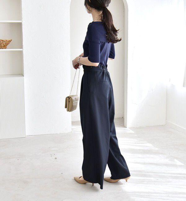 quaranciel「quaranciel:〈洗濯機可能〉ゴールドボタン ハイウエスト ワイド パンツ」|その他|