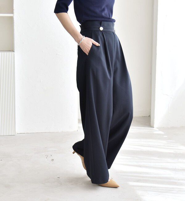 quaranciel「quaranciel:〈洗濯機可能〉ゴールドボタン ハイウエスト ワイド パンツ」|その他|