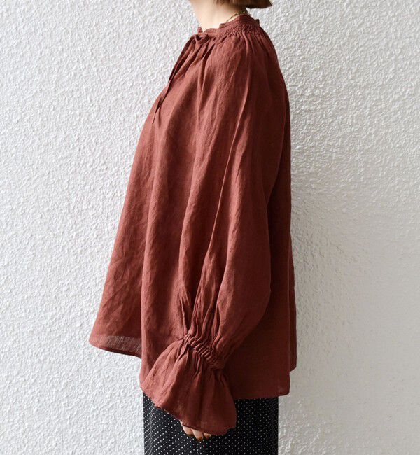 SHIPS any「SHIPS any:〈洗濯機可能〉リネン ボリューム スリーブ フレア ブラウス」|シャツ・ブラウス|