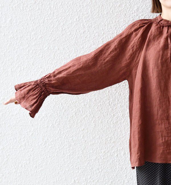 SHIPS any「SHIPS any:〈洗濯機可能〉リネン ボリューム スリーブ フレア ブラウス」|シャツ・ブラウス|