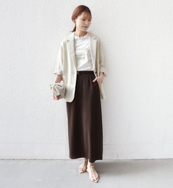 SHIPS for women「堀田茜&times;SHIPS:〈手洗い可能〉ベルト 付き ジョーゼット スカート」|スカート|