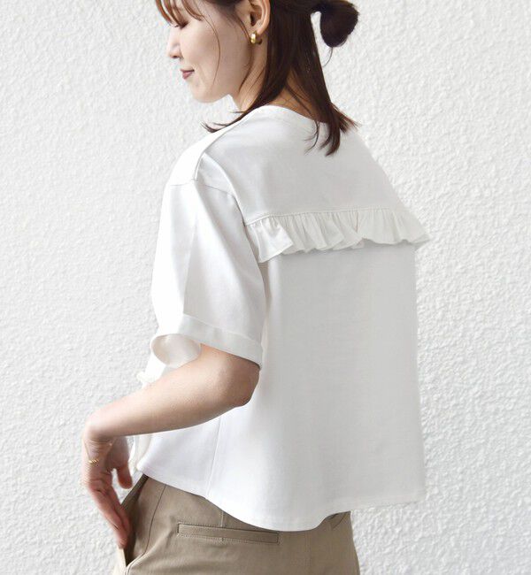 SHIPS for women「【WEB限定】〈接触冷感〉オーガニック コットン フリル TEE」|Tシャツ・カットソー|