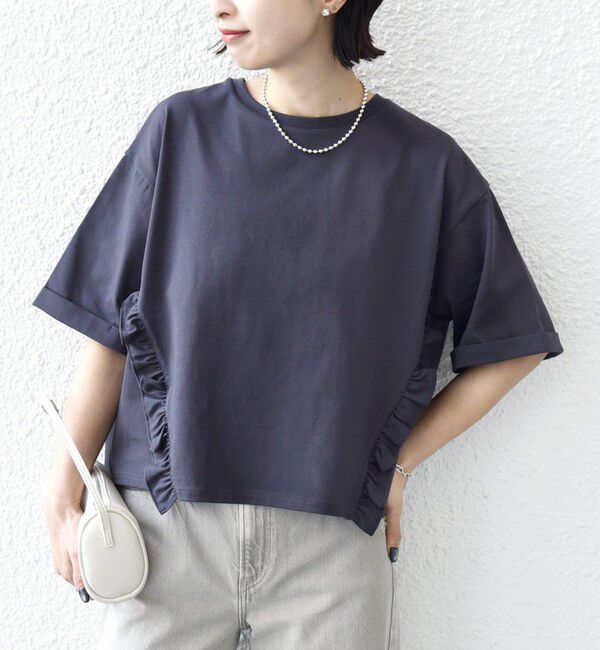 SHIPS for women「【WEB限定】〈接触冷感〉オーガニック コットン フリル TEE」|Tシャツ・カットソー|
