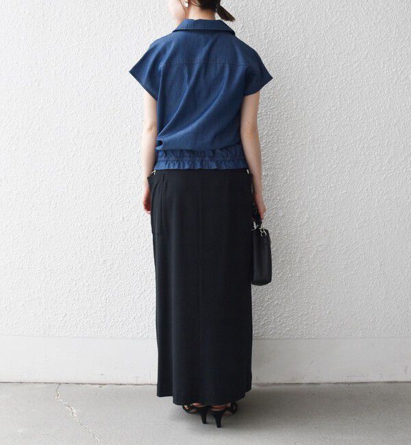 SHIPS any「《予約》SHIPS any:〈洗濯機可能〉シャンブレー デニム フレンチスリーブ ドロスト シャツ」|シャツ・ブラウス|