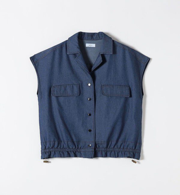 SHIPS any「《予約》SHIPS any:〈洗濯機可能〉シャンブレー デニム フレンチスリーブ ドロスト シャツ」|シャツ・ブラウス|