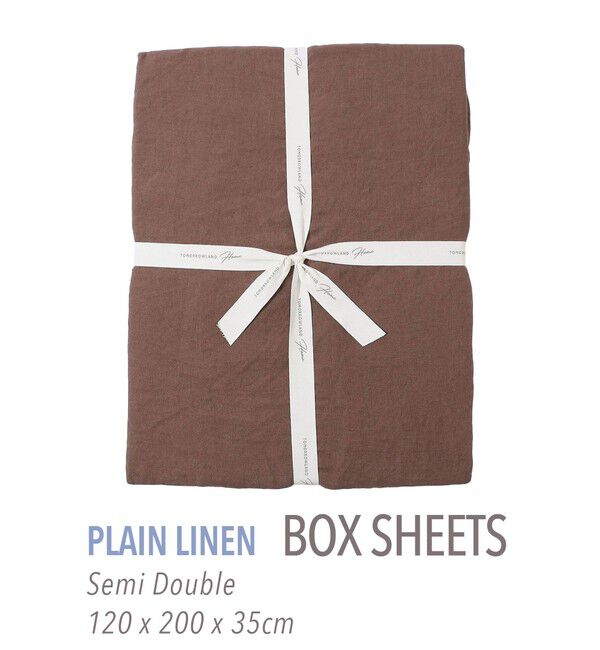 TOMORROWLAND HOME「プレーンリネン ボックスシーツ（セミダブル）」|その他|49 ダークブラウン