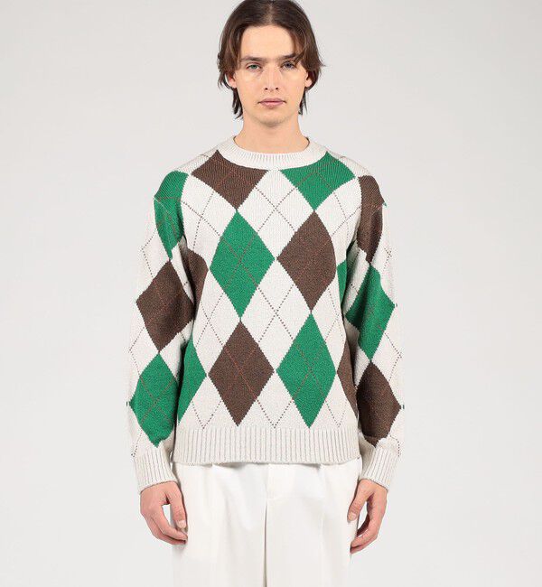 TOMORROWLAND MENS「TOMORROWLAND tricot シルク アーガイル クルーネックニット」|ニット・セーター|