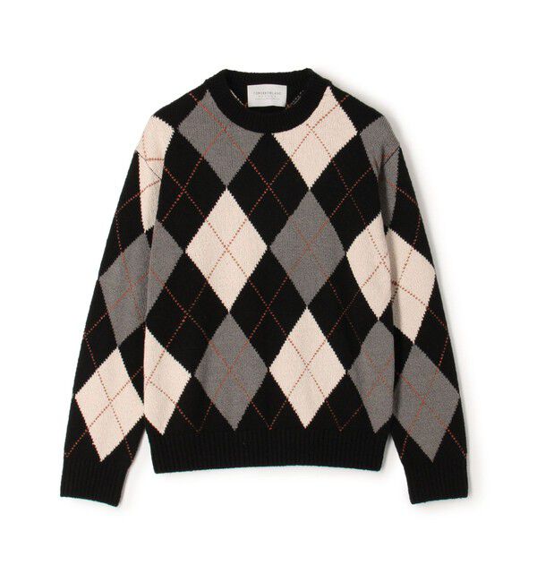 TOMORROWLAND MENS「TOMORROWLAND tricot シルク アーガイル クルーネックニット」|ニット・セーター|48 ブラック系