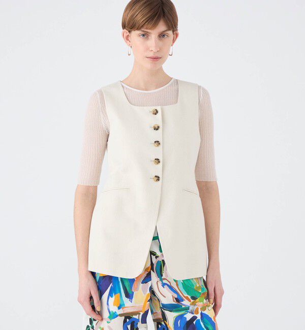 Ballsey「ラメミックスストレッチ スクエアネックジレ」|ベスト・ジレ|