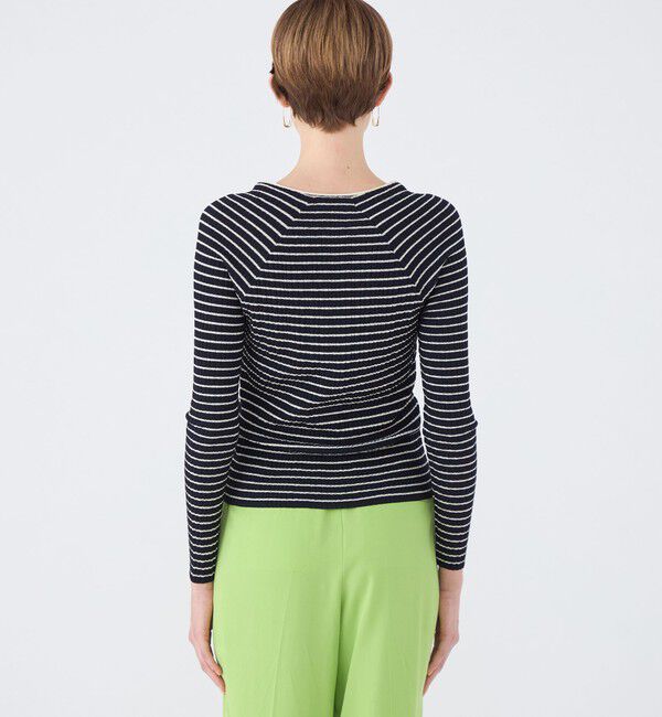 Ballsey「ランダムリブボーダー レースアッププルオーバー」|ニット・セーター|