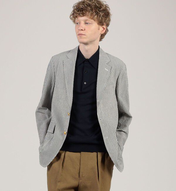 TOMORROWLAND MENS「ウールポリエステル サッカー シングルブレステッド3Bジャケット」|テーラードジャケット|