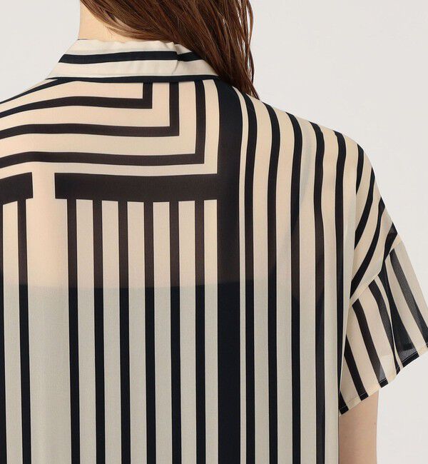 GALERIE VIE「ストライプシルクストレッチ ギャザーシャツドレス」|ワンピース|