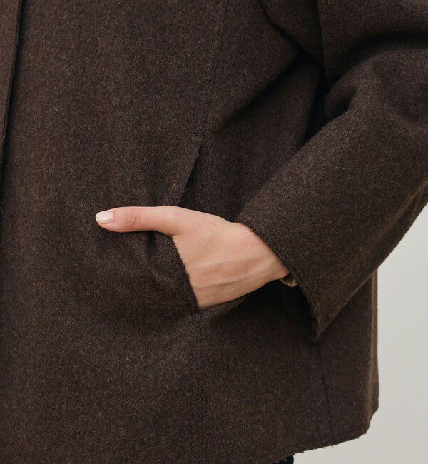 DES PRES「ミルドウール ショートコート」|ノーカラーコート|