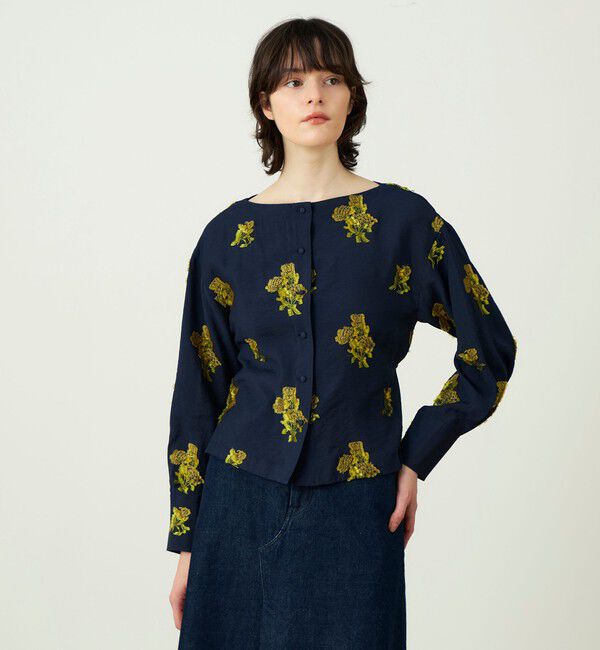 SOULEIADO「カットジャカード ボートネックブラウス」|シャツ・ブラウス|