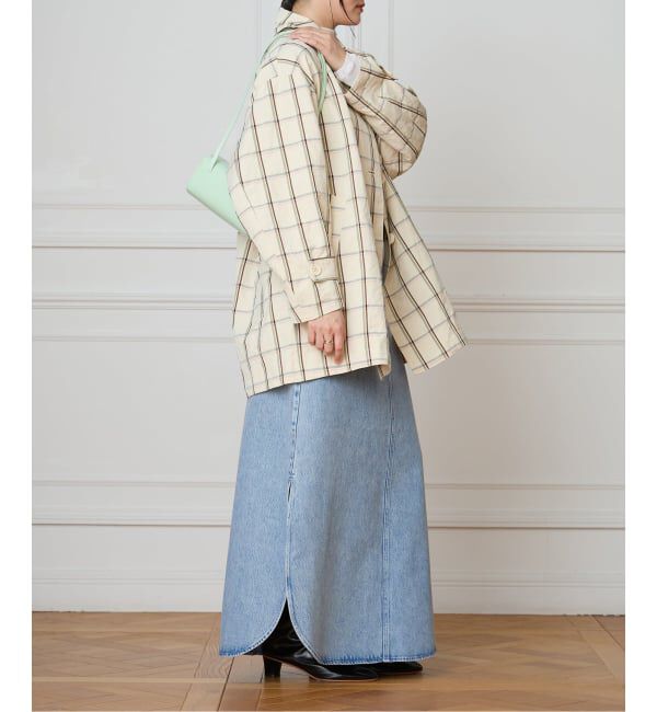 IENA LA BOUCLE「IENA LA BOUCLE P/Lチェックステンカラーハーフコート」|ステンカラーコート|