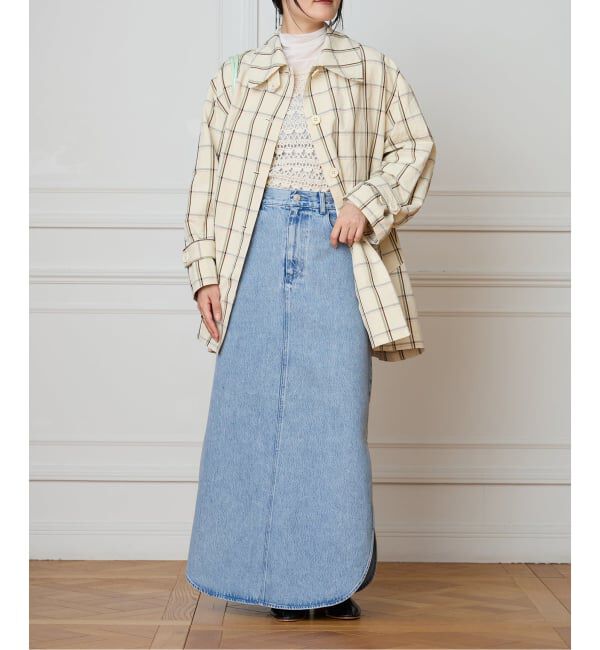IENA LA BOUCLE「IENA LA BOUCLE P/Lチェックステンカラーハーフコート」|ステンカラーコート|