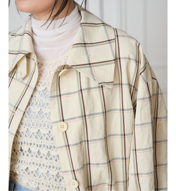 IENA LA BOUCLE「IENA LA BOUCLE P/Lチェックステンカラーハーフコート」|ステンカラーコート|