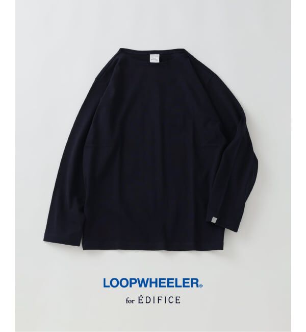 EDIFICE「LOOPWHEELER for LOWERCASE 別注 天竺ボートネック」|Tシャツ・カットソー|ネイビー