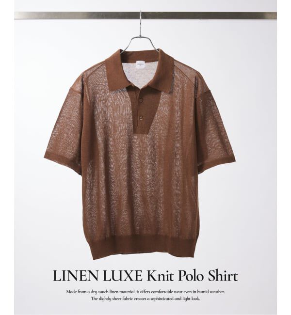 EDIFICE「《予約》LINEN LUXE ニット ポロ」|ポロシャツ|ブラウン