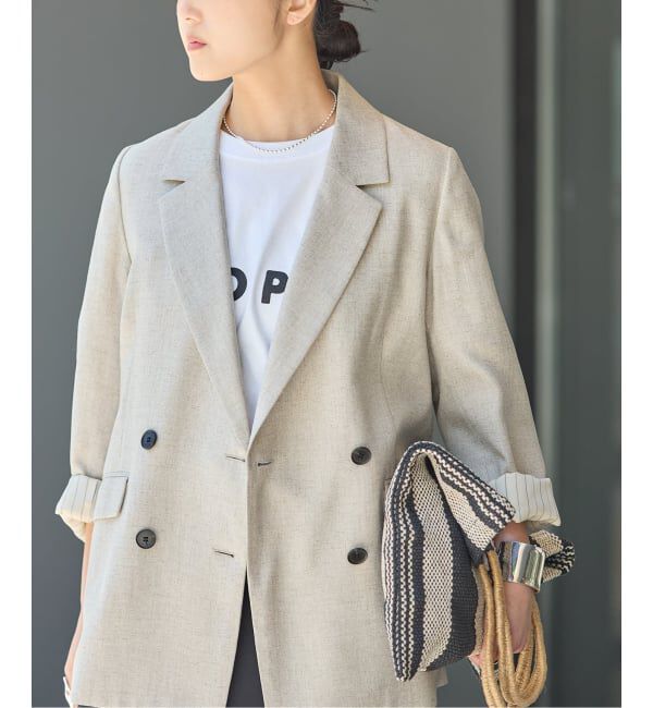 journal standard L'essage「《セットアップ可》アイアスダブルブレステッドジャケット」|テーラードジャケット|ベージュ