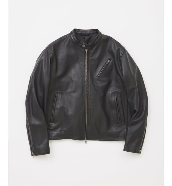 JOURNAL STANDARD「ウォッシュ シープ レザー シングル ライダース」|ライダースジャケット|ブラック
