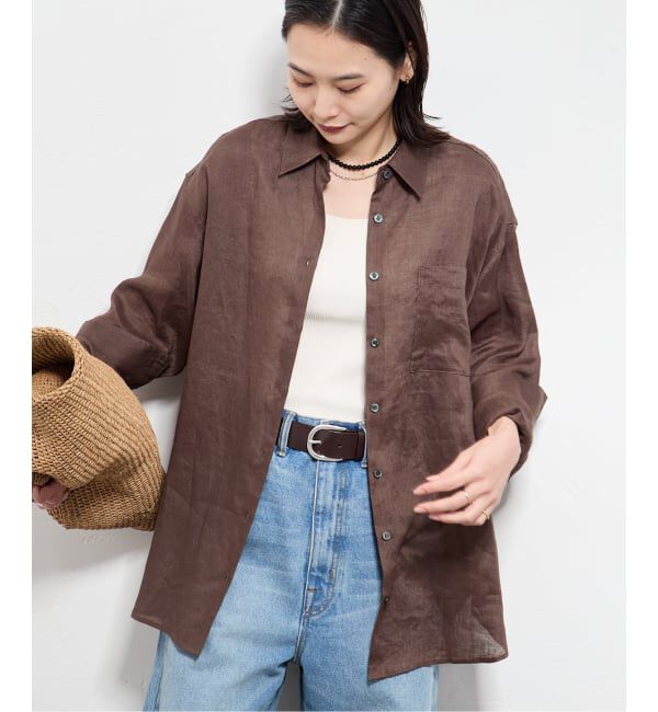 JOURNAL STANDARD「《追加2》ゼフィールリネン2WAYシャツ」|シャツ・ブラウス|ブラウン B