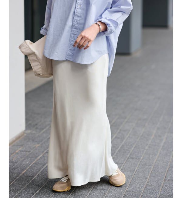 FRAMeWORK「≪追加≫シルキーキュプラバイアススカート」|スカート|ホワイト A
