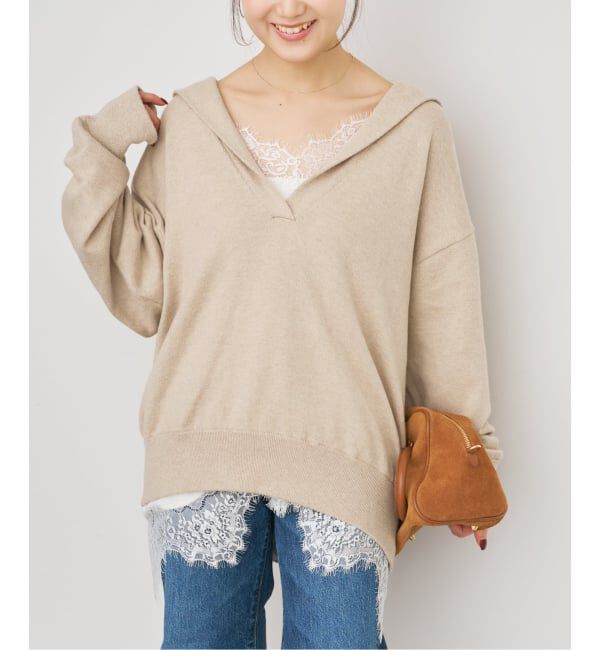 Spick and Span「コットンカシミヤフードニットプルオーバー」|ニット・セーター|