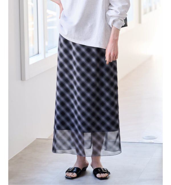 U by SPICK&SPAN「シアーチェックタイトスカート」|スカート|