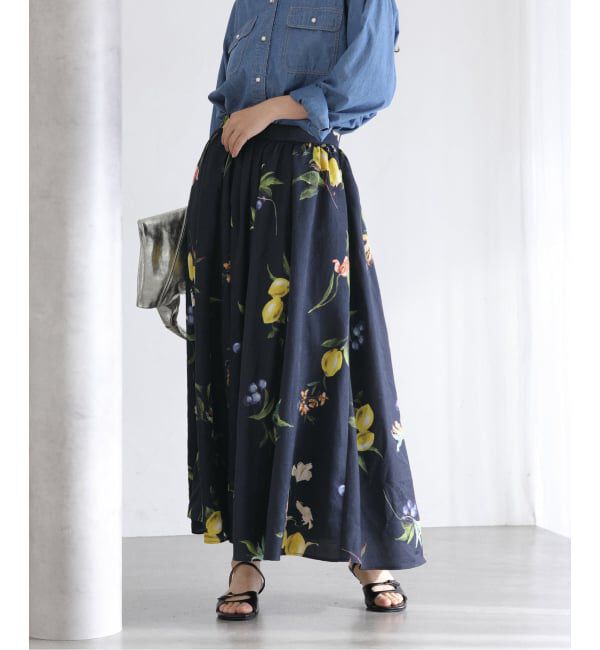  「【洗える】ボタニカルプリントスカート」|スカート|