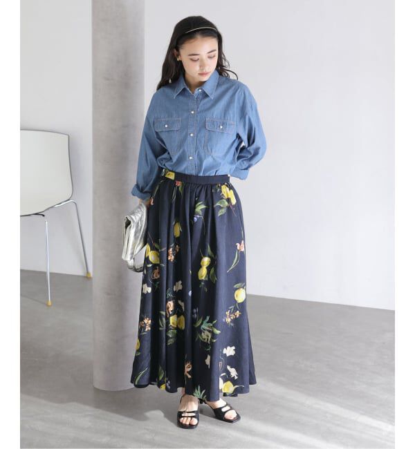  「《追加》【洗える】ボタニカルプリントスカート」|スカート|