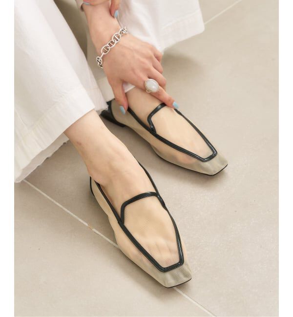  「スクエアシアーローファー」|ローファー|ベージュ