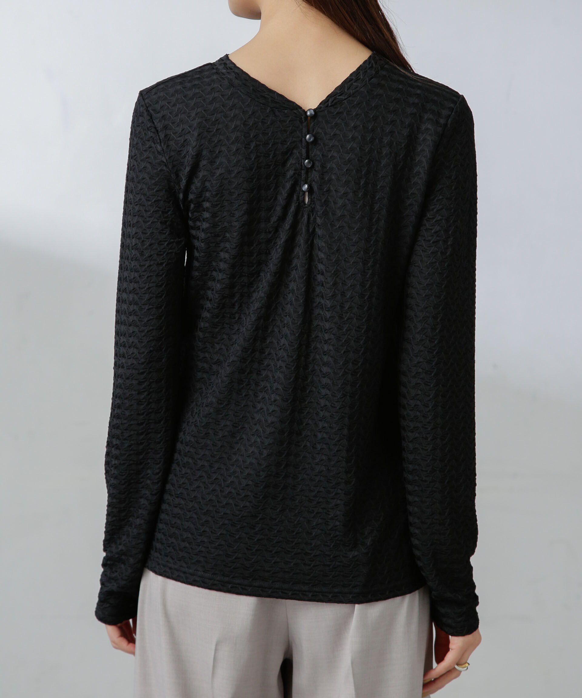 nano･universe「前後2wayシャーリングカットトップス」|Tシャツ・カットソー|