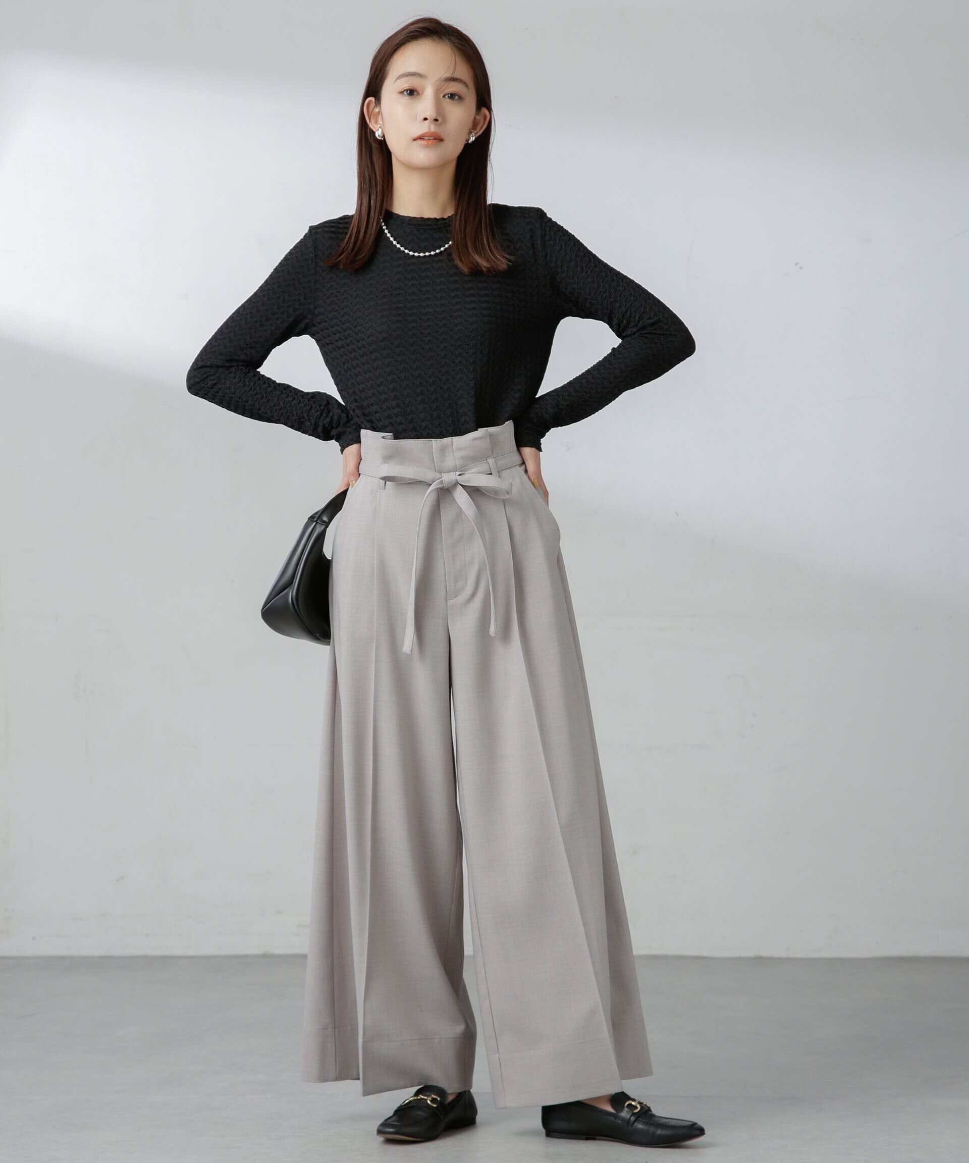 nano･universe「前後2wayシャーリングカットトップス」|Tシャツ・カットソー|