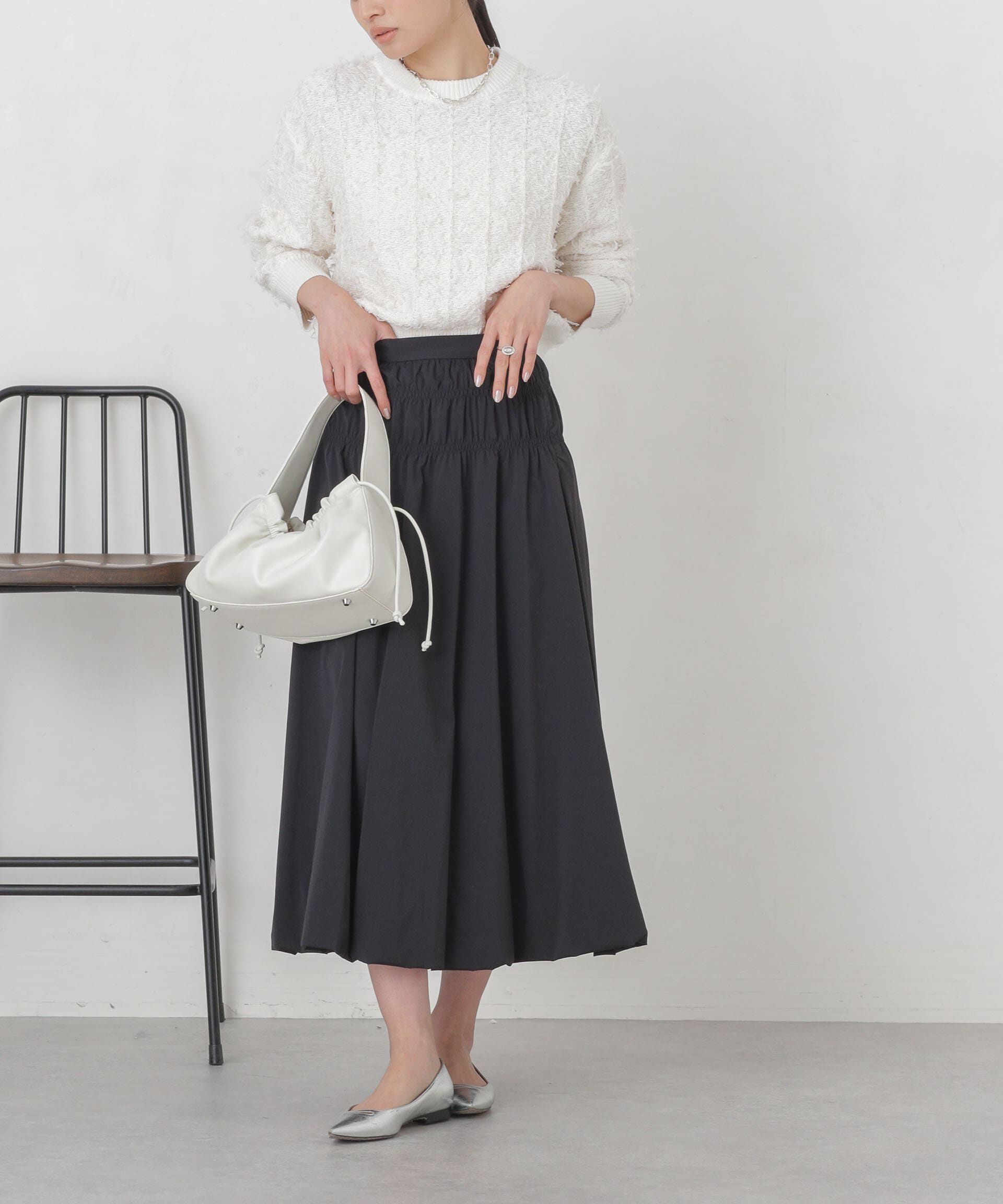nano･universe「シャーリングギャザーバルーンスカート」|スカート|