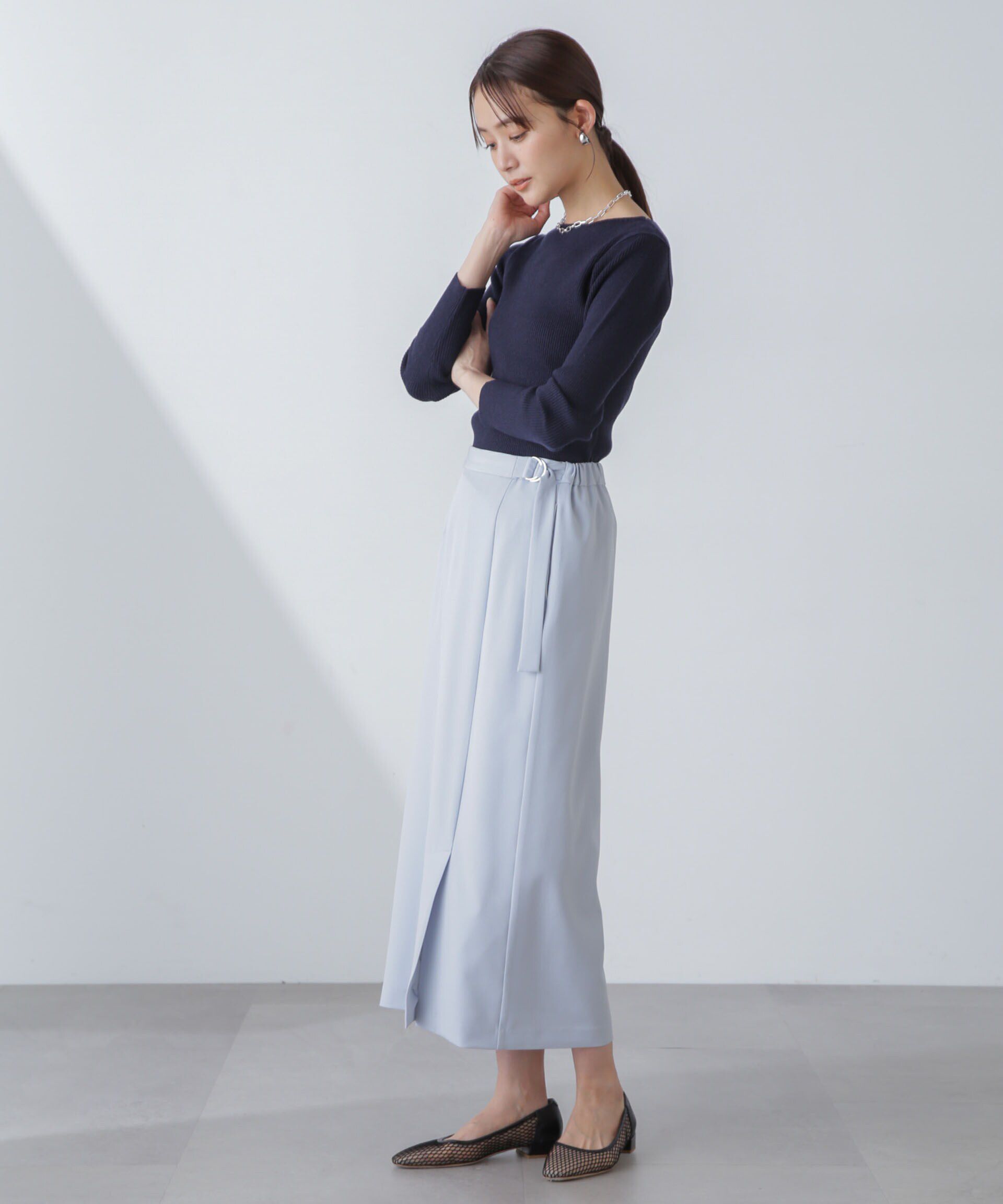 nano･universe「多機能素材サイドベルトストラップ風スカート(セットアップ可）」|スカート|