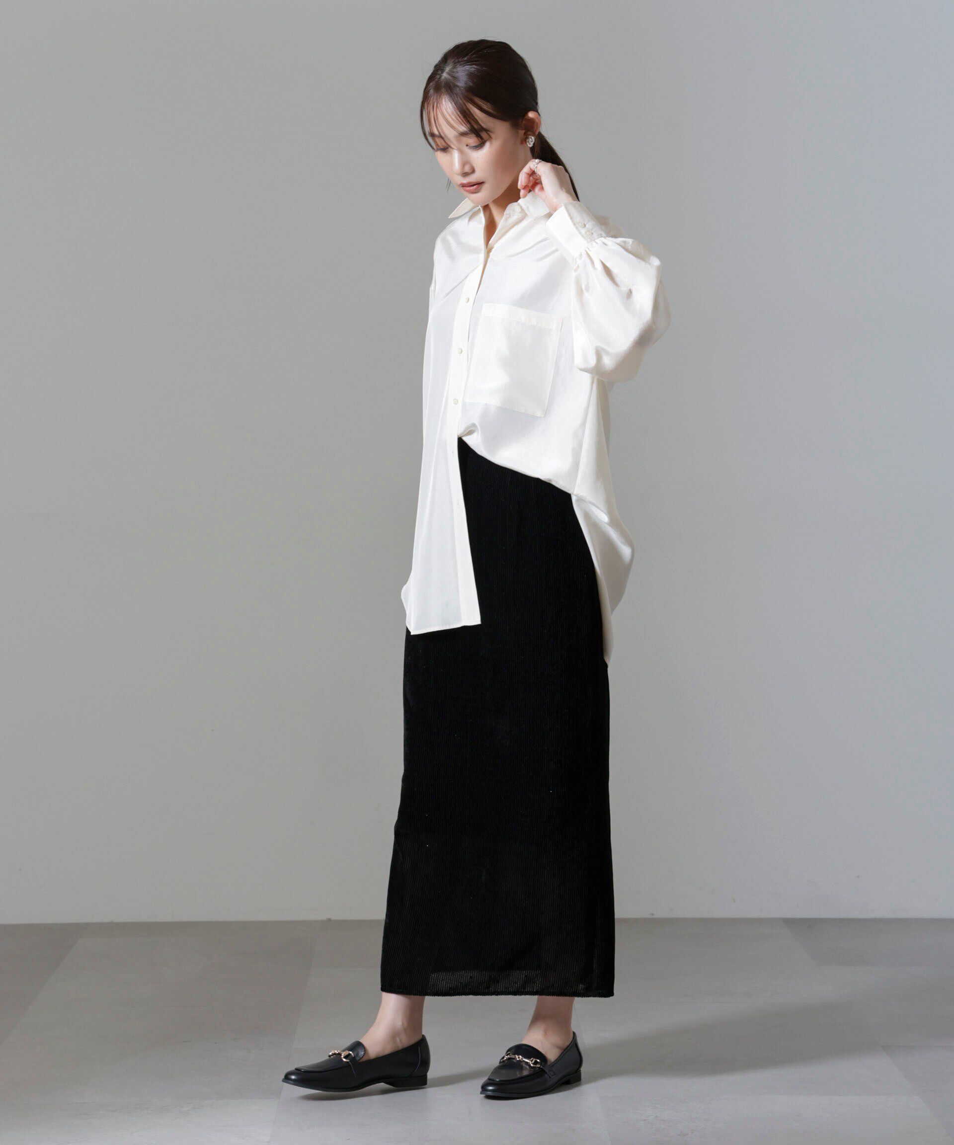 nano･universe「ストライプベロアIラインスカート」|スカート|