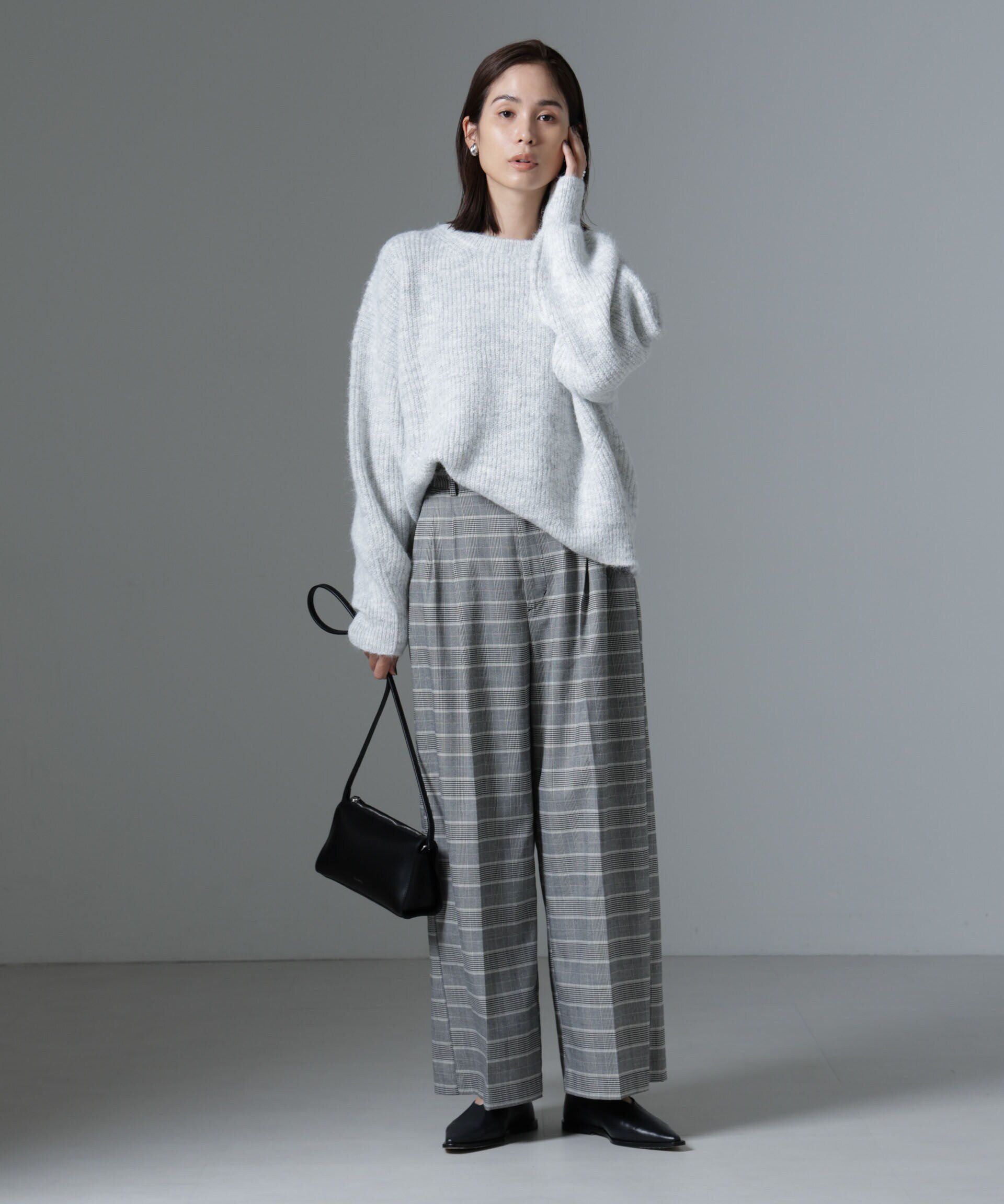 nano･universe「グレンチェックワイドパンツ」|チノ|