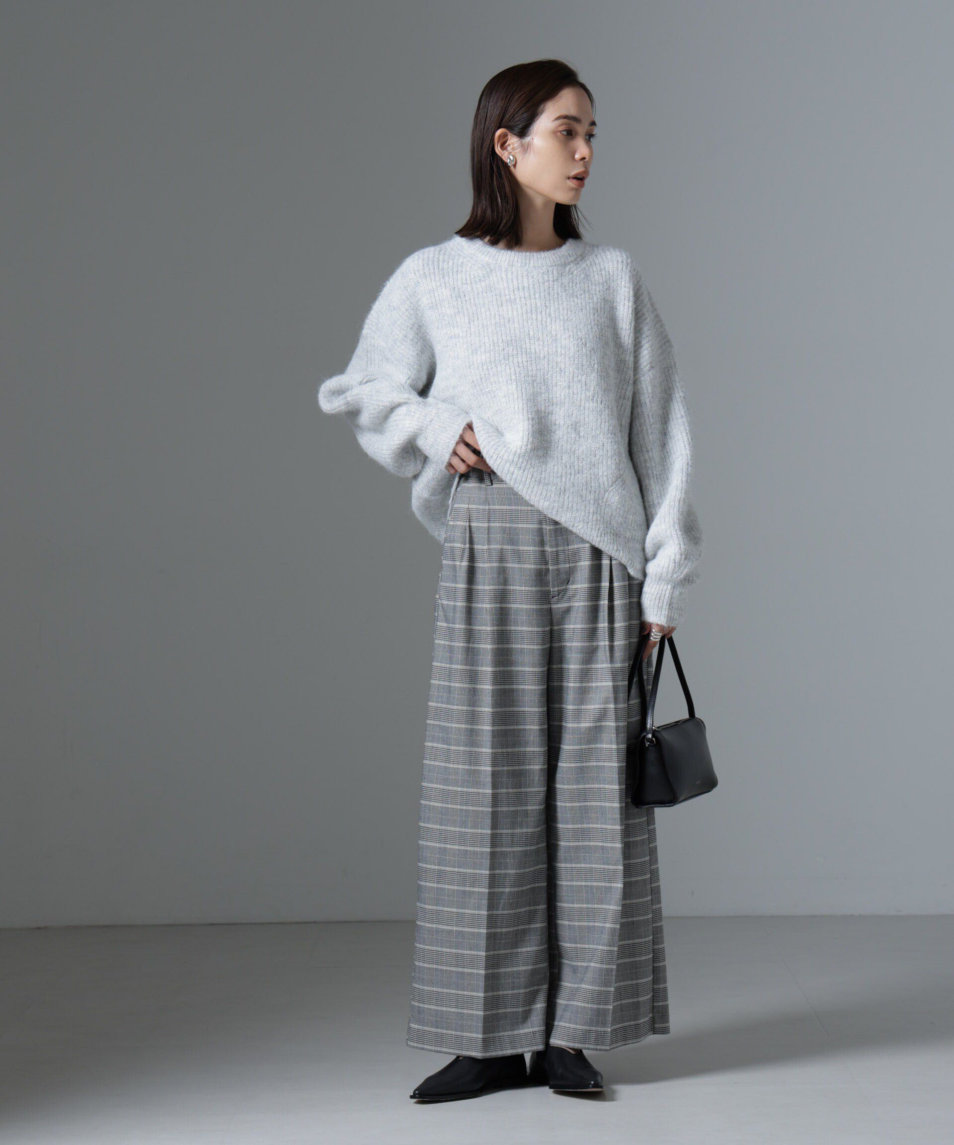 nano･universe「グレンチェックワイドパンツ」|チノ|