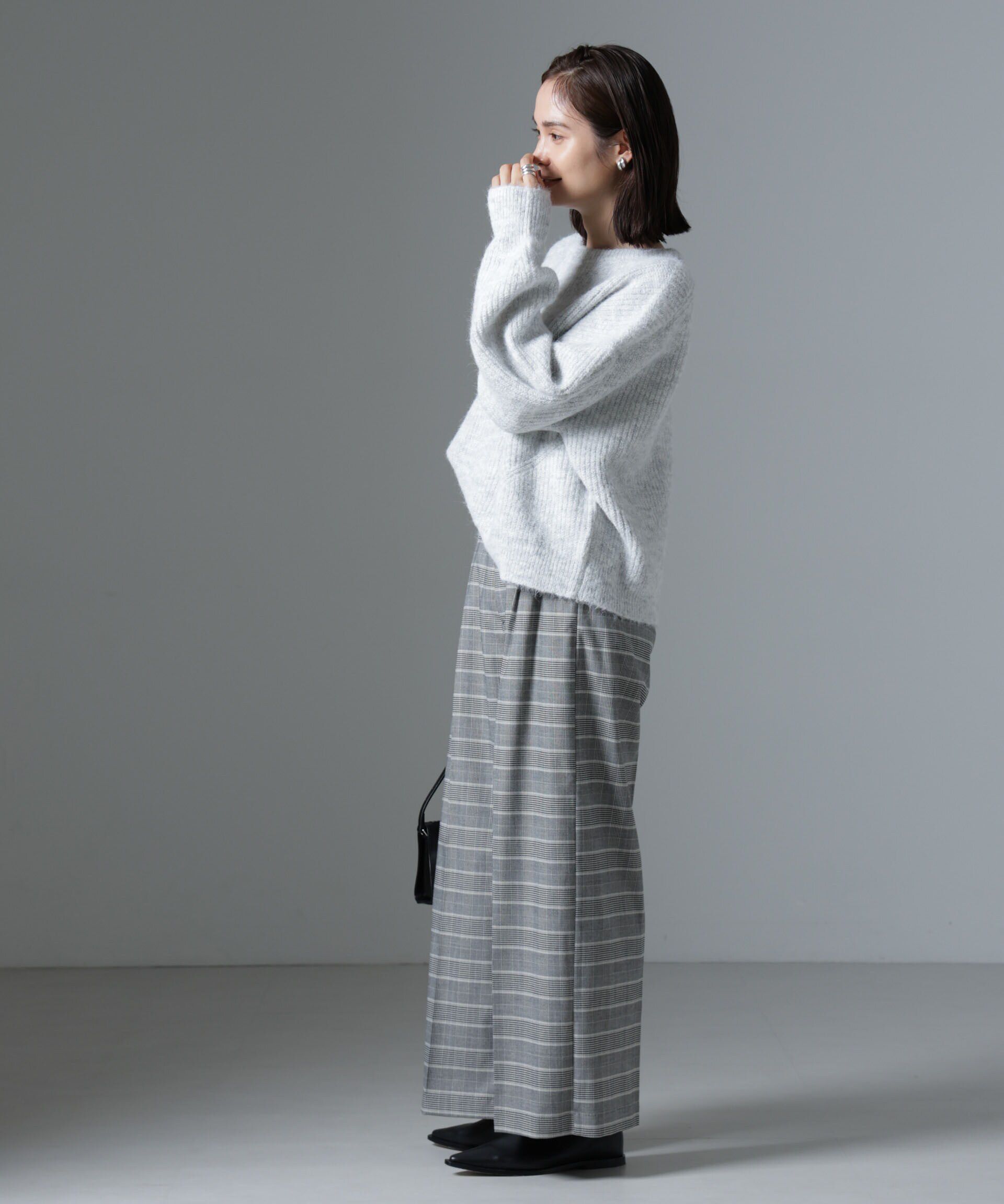 nano･universe「グレンチェックワイドパンツ」|チノ|