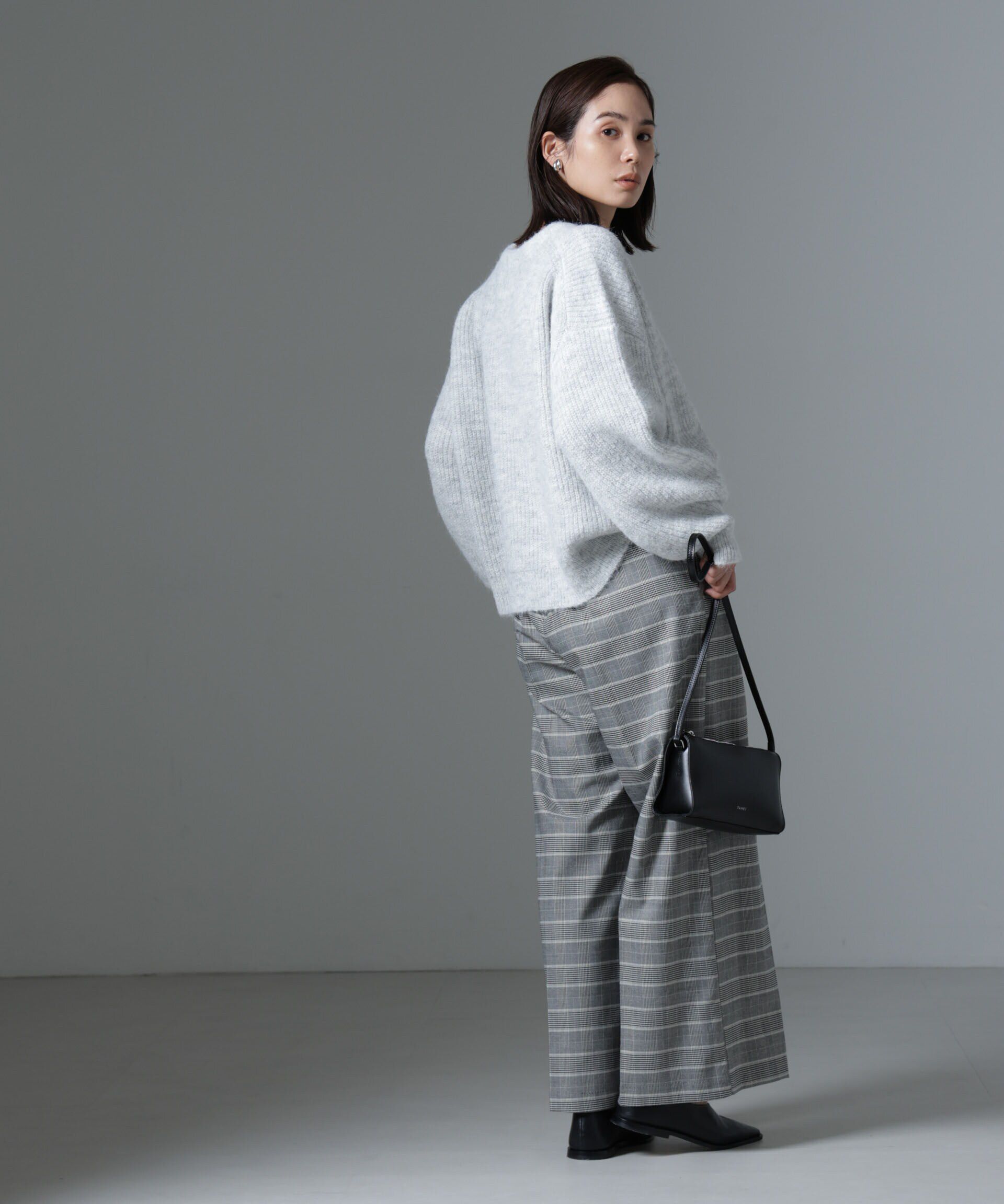 nano･universe「グレンチェックワイドパンツ」|チノ|