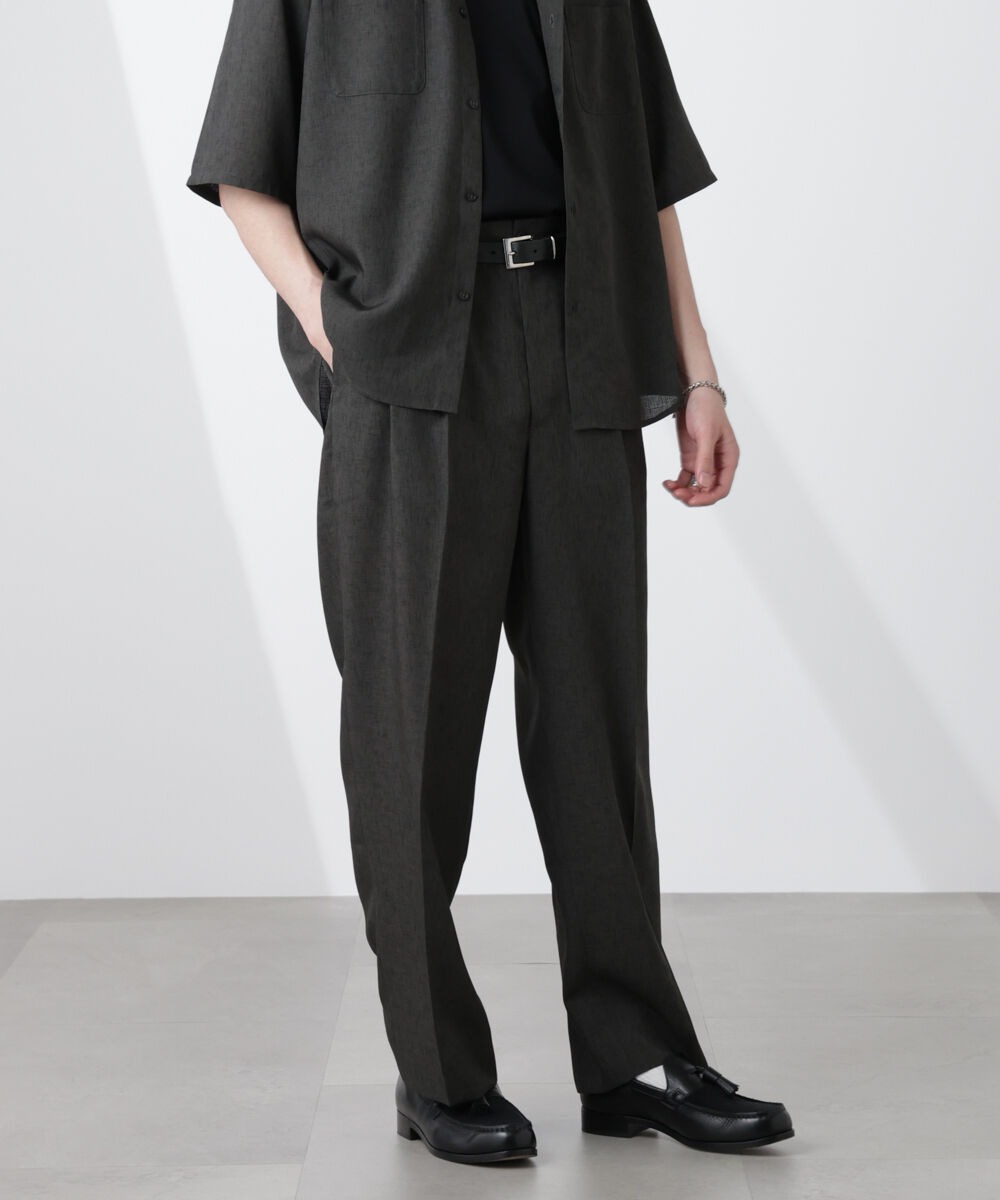 nano･universe「テックリネンリラックスタックテーパードパンツ」|チノ|