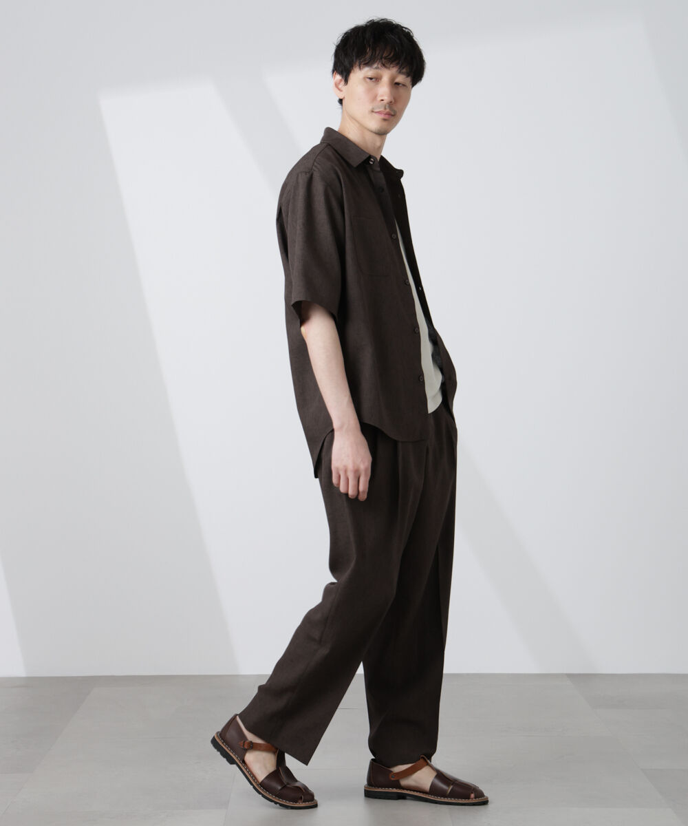 nano･universe「テックリネンリラックスタックテーパードパンツ」|チノ|